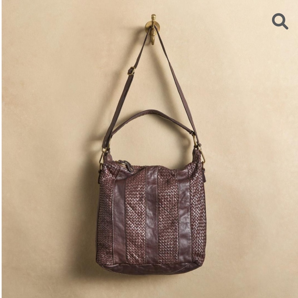 Sundance Brown Woven Leather Shoulder Bag